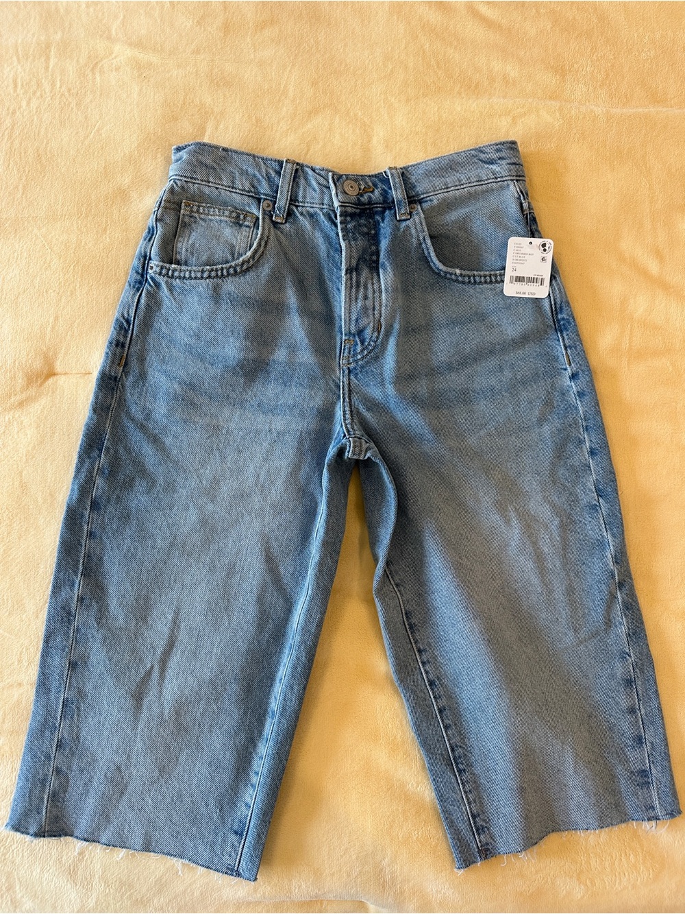 Free People Light Blue High-Rise Denim Shorts